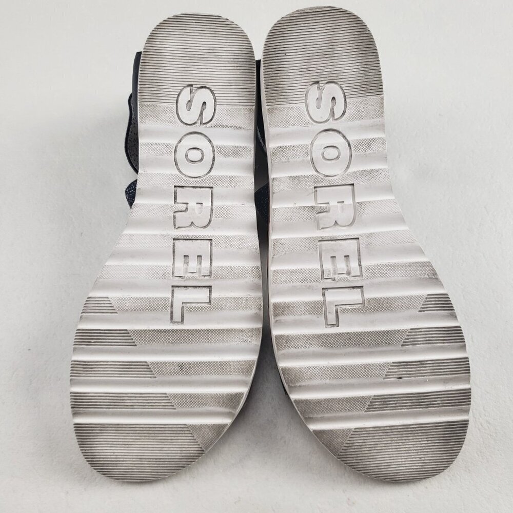 Sorel Ella II Strappy Sandal Womens 8.5 Blue Leather Slip On Open Toe Flat - Picture 11 of 11
